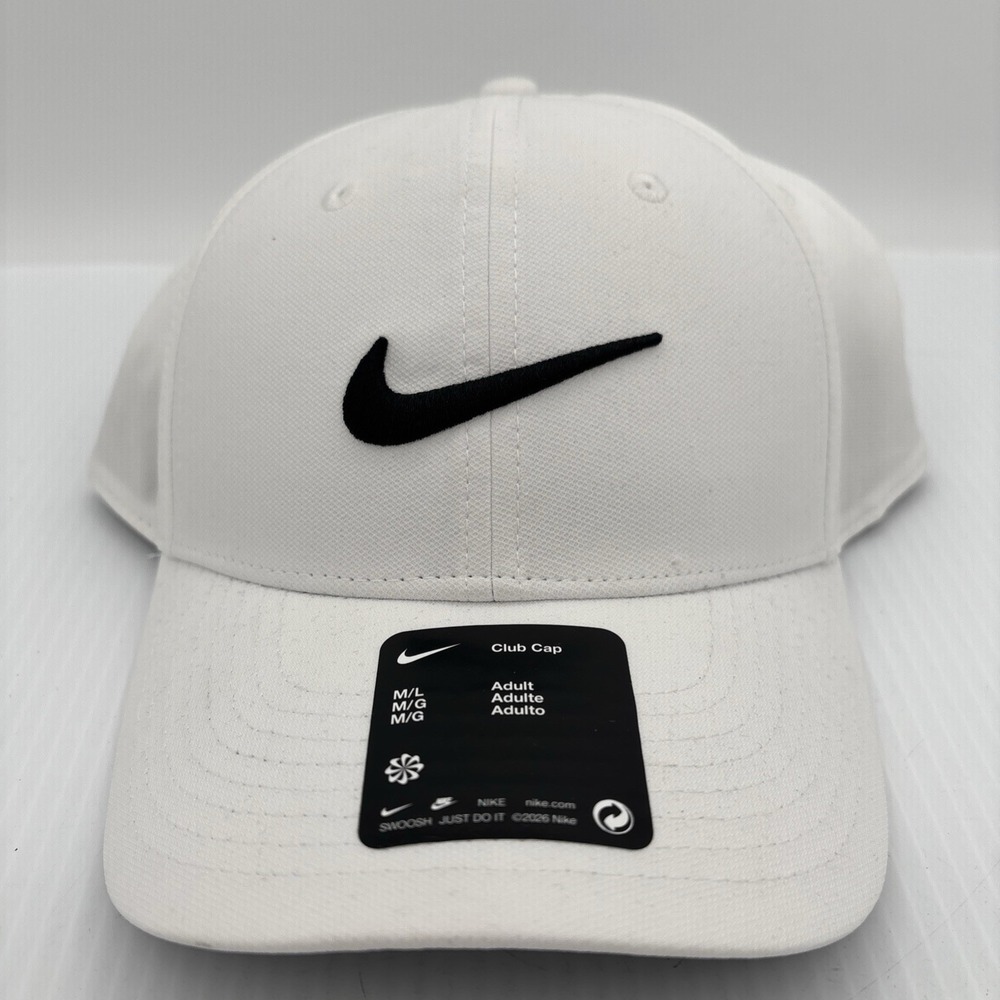 Nike Club Hat Cap Adjustable M/L White Dri-Fit Golf Unisex NEW